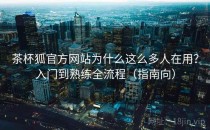 茶杯狐官方网站为什么这么多人在用？入门到熟练全流程（指南向）
